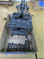 Cast Iron Metal Toy Stove and Misc Cast Accessorys