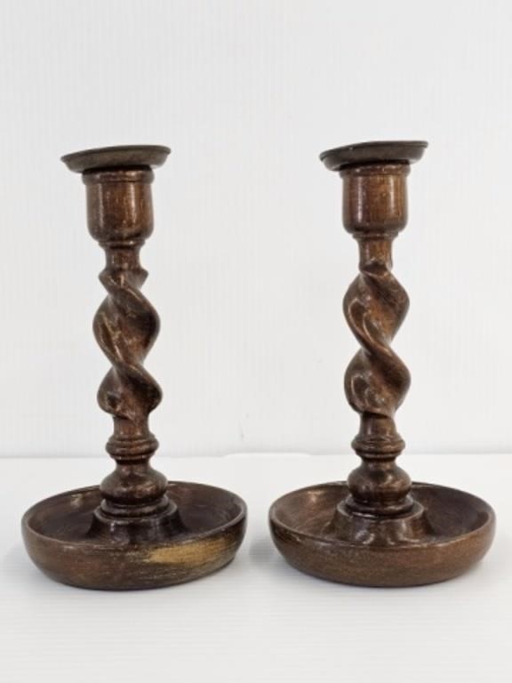 VICTORIAN BARLEY TWIST CANDLESTICK HOLDERS