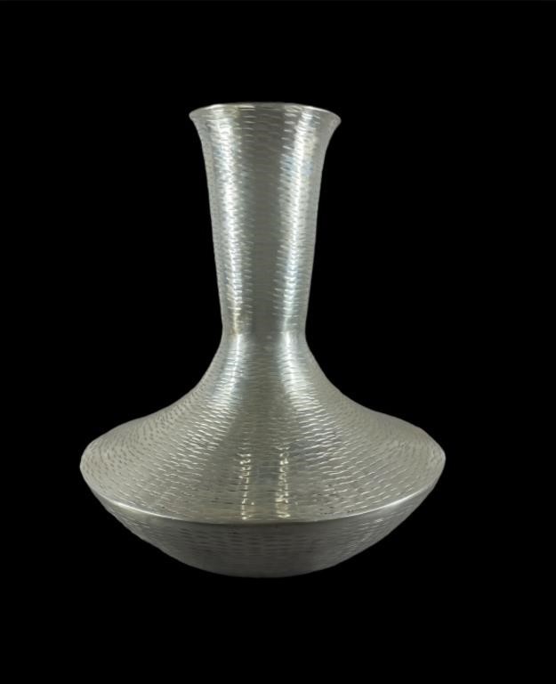 An Aluminum Vase, 17”h Base 15” Across