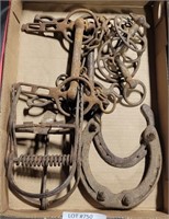 FLAT OF HORSE BITS AND HORSE SHOES