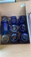 Blue glass mugs