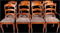 SET OF EIGHT COUNTRY FRENCH CHERRY DINING CHAIRS