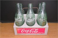 Coca Cola Tin Bottle Carrier with Some Bottles