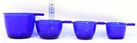 Set of 4 cobalt glass measuring scoops