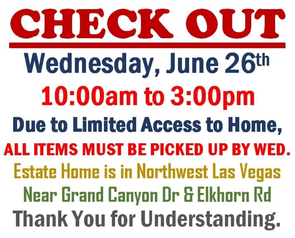 Tue.@6pm - Northwest Las Vegas Estate Timed Auction 6/25