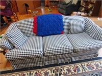 Blue and White Couch w/Throw