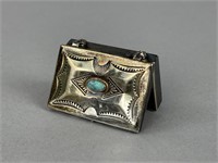 Sterling Silver Native Turquoise Trinket Pill Box