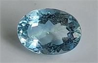 6.87 Natural Blue Topaz Gemstone w/COA