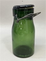Wauwil Green Glass Swiss Mason Jar w/Lid