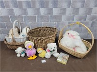 Baskets and plush toys