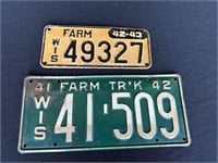 1941-42 & 1942-43 Wisconsin Farm License Plates