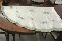 Embroidered and Appliquéd Oval Table Cloth
