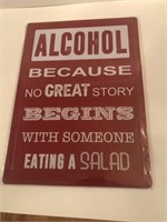 12 in x 17 in metal Alcohol sign