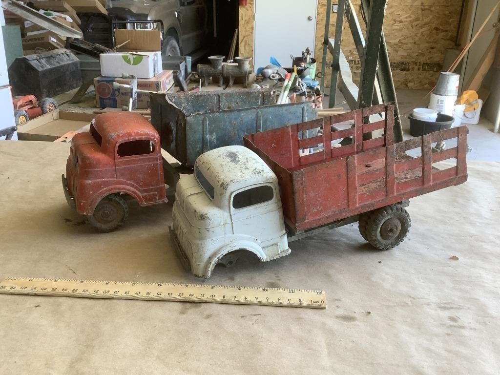 2 Structo metal toy dump trucks