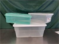 (3) clear plastic storage containers