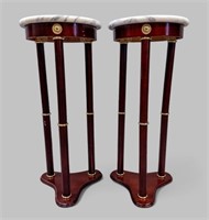 PAIR OF CONTEMPORARY MARBLE TOP SIDE TABLES