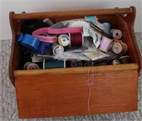 SEWING BOX WITH SEWING ITEMS