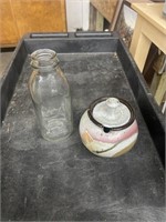 Milk Bottle and Pottery Piece