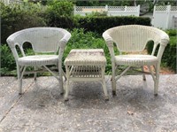 2 Wicker Barrel Chair and Table