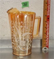 Vintage Marigold Carnival glass pitcher