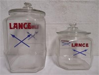 2 glass Lance Crackers display counter jars