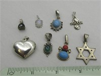 925 Lot of 8 Various Pendants/Charms