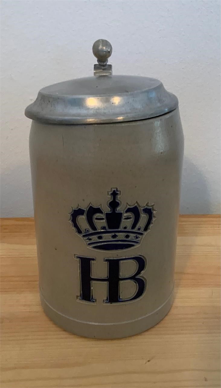 Vintage HB München Beer stein/Mug Pewter lid