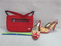 CHIC SHOES SIZE 7.5 + VIBRANT RED PURSE