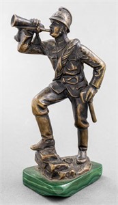 Bronze Model of A Soldier on Malachite Base