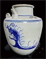 ANTIQUE CHINESE BLUE AND WHITE  WATER JUG