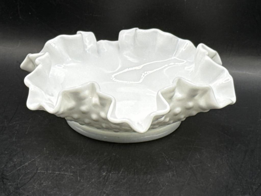 Fenton Milk Glass Hobnail Bowl 6”