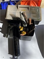 Group of tools, grease gun & empty tool box