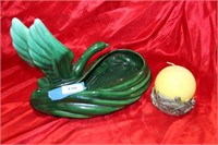 CANDLE & DUCK CANDLE HOLDER & GREEN DUCK PLANTER