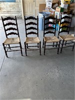 Set a four dining room chairs ladder back vintage