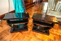 (2) Matching Black Half Round Side Tables,