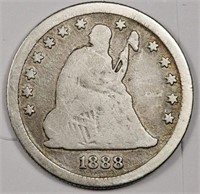 1888 S- Liberty Seated Quarter