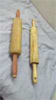 Estate.  2 Vintage Wood Rolling Pins