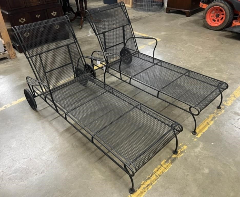 Pair of Wrought Iron Chase Lounges