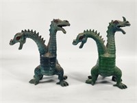 2) VINTAGE IMPERIAL TWO HEADED DRAGON FIGURES
