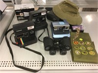 Scouting patches, Polaroid cameras, binoculars