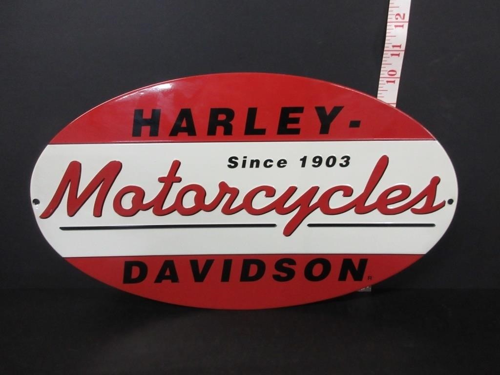 EMBOSSED HARLEY DAVIDSON MOTORCYCLE METAL SIGN