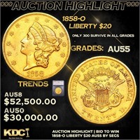 ***Auction Highlight*** 1858-o Gold Liberty Double