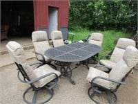 Metal Patio Table & 6 Chairs with cushions