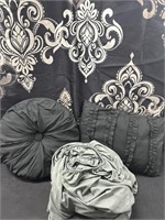 Curtain, Decor Pillows & King Size Fitted Sheet
