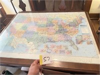 US map with glass