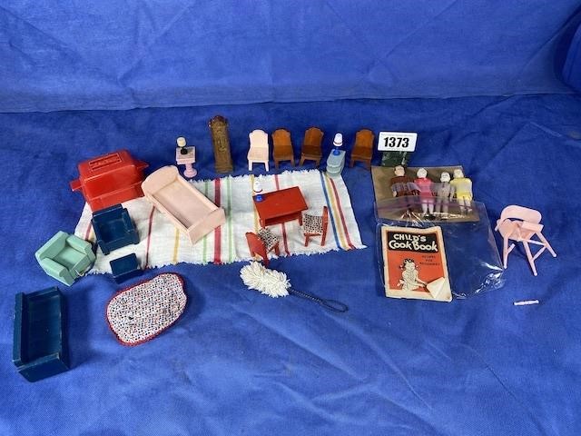 Vintage Doll House Family & Furnishings,