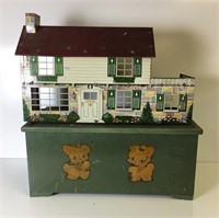 Vintage Metal Doll House & Childs Toy Box