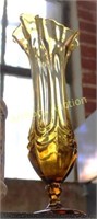 AMBER ART GLASS FOOTED VASE