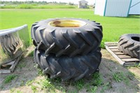 PAIR OF 16.9X26 SWATHER TIRES ON 8 HOLE RIMS