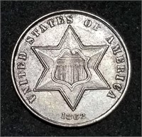 1862 Three Cent Silver, High Grade, Nice!